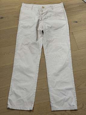 Burberry London Men's White Pin Striped Cotton Chino Pants